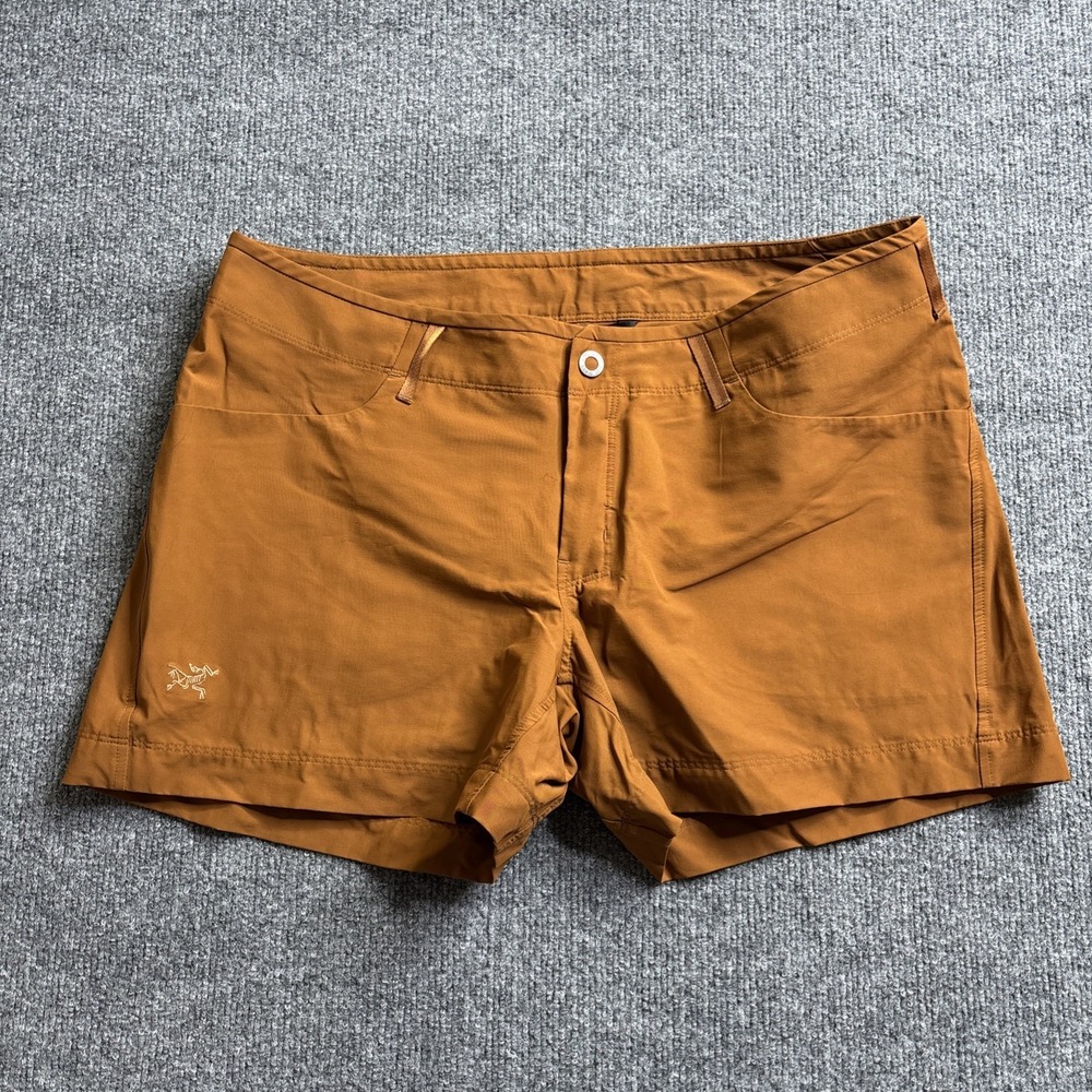 Arcteryx Creston Shorts 4.5" Women's 12 Brown Orange Hiking Trail Outdoor Camp